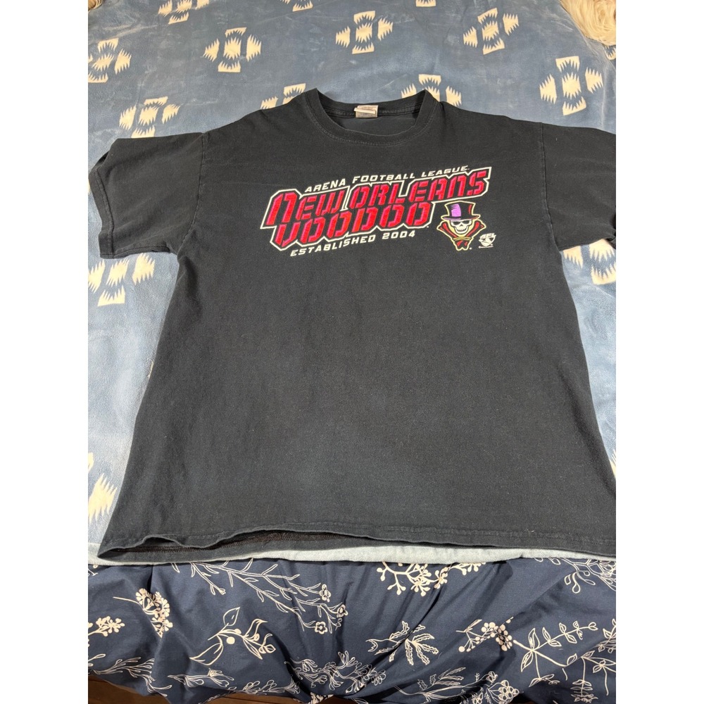 Gildan Arena Football League New Orleans Voodoo Black Graphic T-Shirt Mens Large